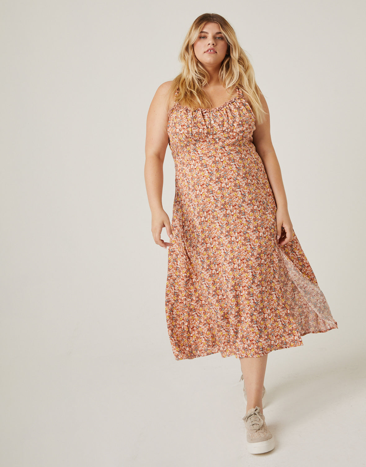 Plus Size Ruffle Strap Floral Sundress